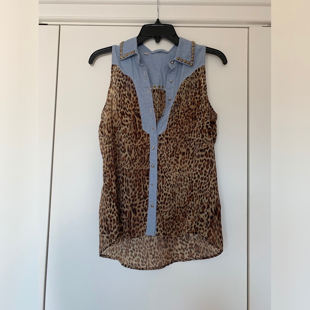 Leopard x Jean Guess Jeans Top